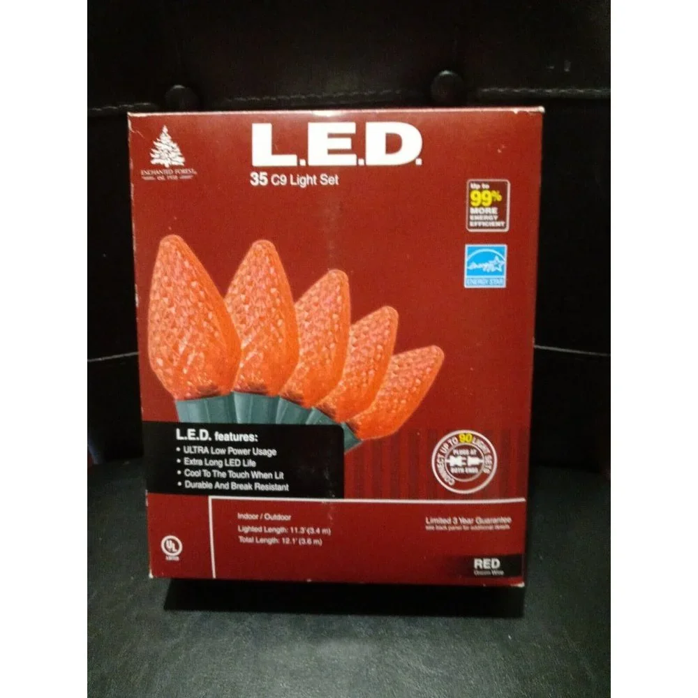 35 LED Christmas Light Set C9 Indoor Outdoor Home Holiday Party String Light RED